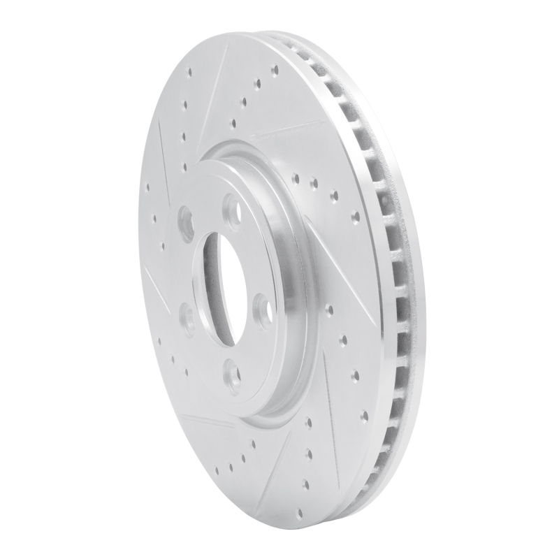 Jaguar S-Type Brake Rotor (1) - Front Left - R1 Concepts - Drilled & Slotted - Silver - `06-`08